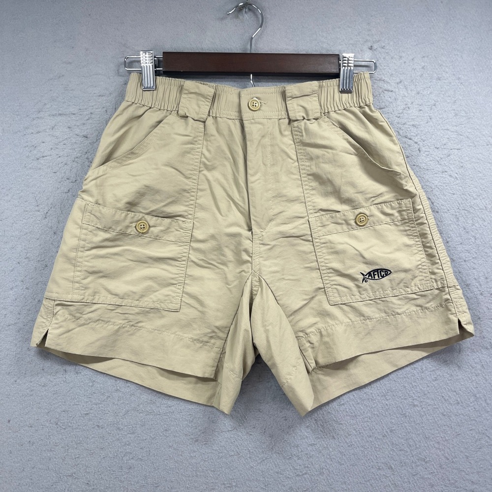 AFTCO Fishing Shorts Men 28 Tan Original Fishing Shorts Utility Outdoor Gorpcore
